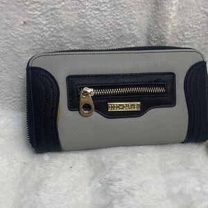 Coco + Carmen Gray Wallet with Black Trim and Gold Hardware